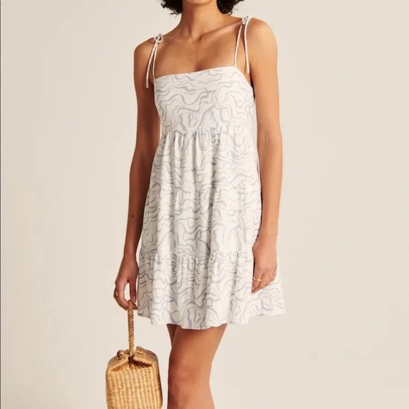 NWT Tie-Strap Linen-Blend Mini Dress - Picture 1 of 7